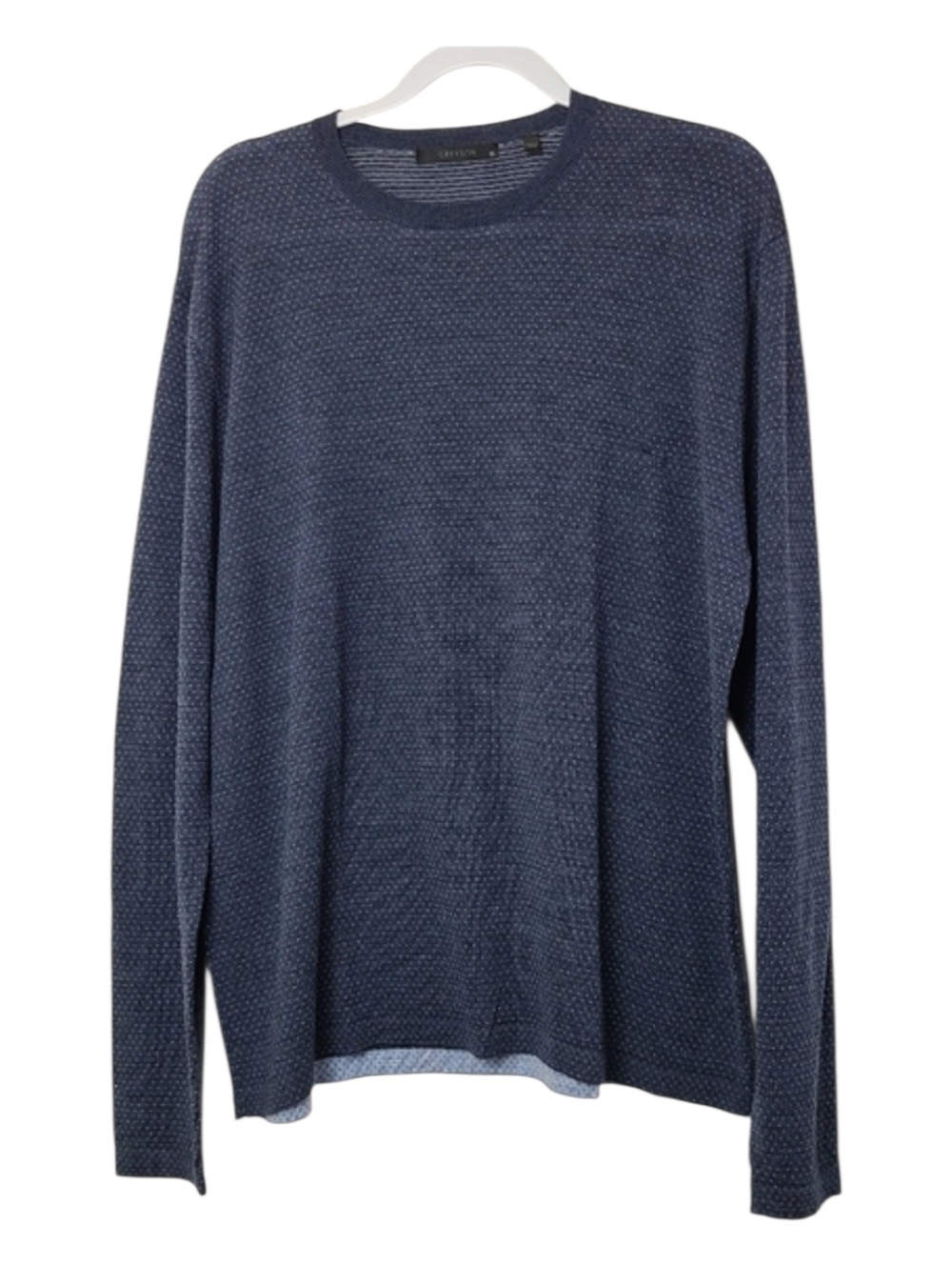 Greyson Men’s 100% Merino Wool Blue Polka Dot Sweater XL Luxury Golf Knit